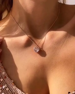 Collier pendentif fantaisie en diamant de laboratoire taille cœur rose brunâtre, avec halo de diamants rose clair en forme de cœur, à vendre pour l'exportation - Product Image 5