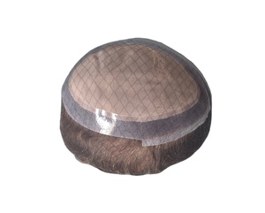 Silk Pro Model color # 4 Remy Human Hair Toupee <b>Wig</b> for <b>Men</b> with Capillary Patches and Non-Needle Insertion - Product Image 6