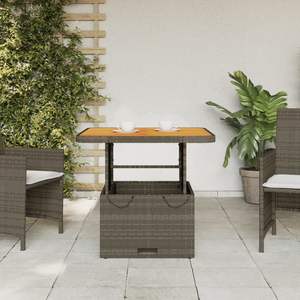 Mesa de Jardín Ajustable en Altura, de Mimbre Sintético Gris, Tamaño Mediano - Product Image 3