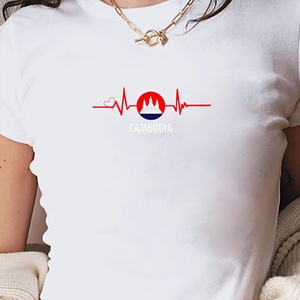 Camiseta corta de moda para mujer con diseño de latido de Camboya - Product Image 4