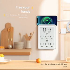 1680j Surge Protector Outlet Extender, <span class=keywords><strong>USB</strong></span> tường sạc <span class=keywords><strong>adapter</strong></span>, đa cắm Outlet Splitter với LED Dimmer điện thoại đứng chủ - Product Image 2