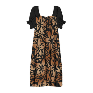 Plus Size Women's Floral Print Chiffon Dress Off The Shoulder Square Neck Loose Ankle-Length Casual Dress With wholesale - Product Image 3