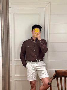 Chemise décontractée en lin à manches longues pour homme, protection solaire, style polo, pour le printemps et l'automne - Product Image 4