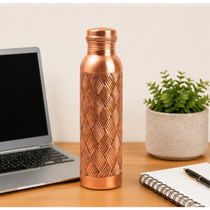 Botella de Agua de Cobre Puro, Diseño Premium con Grabado de Azulejos, Estilo Moderno, Ecológica, para Beber Agua, Gimnasio, Oficina, Logotipo Personalizado - Product Image 4