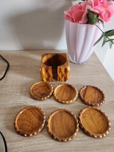 Sous-verre en bois à découper, design décoratif pour table, article de vaisselle en bois, sous-verre à thé fait maison - Product Image 3