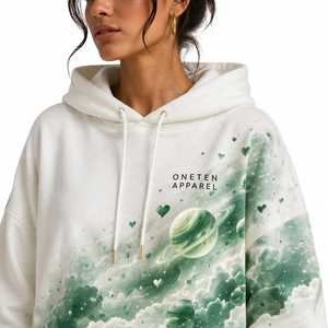<b>Women</b> Autumn Hooded Drawstring 2 in 1 Tracksuit Set Green Galaxy Print Loose Fit Casual <b>Sweatsuit</b> - Product Image 5