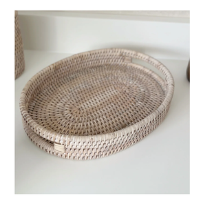 Decorative Cane Serving Storage <b>Tray</b> For Coffee Snack Breakfast Modern Multipurpose Rattan Vanity <b>Tray</b> For Kitchenware Tableware - Product Image 3