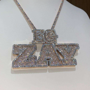 Pendentif Lettre en Moissanite Ronde Brillante Certifiée GRA, Sertie Griffe, en Argent Sterling 925 Plaqué Or, Style Hiphop, Unisexe, Idéal Cadeau - Product Image 4