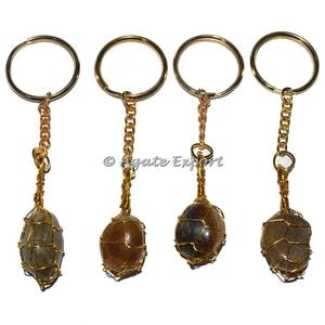 Porte-clés en pierre de cornaline naturelle en métal semi-précieux avec motif de numéro unique - Product Image 6