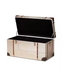 Nouvelle armoire-coffre de rangement pour couvertures et linge, style moderne et minimaliste, en fer thermolaqué blanc, finition émaillée élégante - Product Image 3