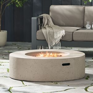 50,000 Btu Outdoor Ronde Mgo Betonnen Propaan Vuurkorf Licht Grijze Tankafdekking Niet Inbegrepen - Product Image 1