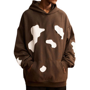 <b>Mens</b> Oversized <b>Brown</b> Print Hoodie Casual Pullover Hooded Sweatshirt Loose Fit Streetwear Fleece Hoodie Autumn Winter - Product Image 1