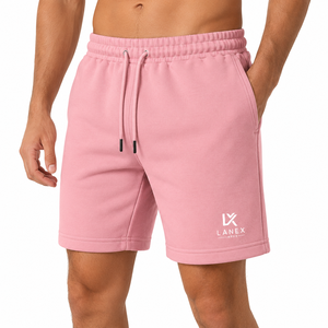 OEM ODM <b>Men's</b> Fleece Pink Sweat <b>Shorts</b> Custom Logo 100% Cotton Eco-Friendly Training Comfortable <b>Lounge</b> Athletic <b>Shorts</b> - Product Image 1