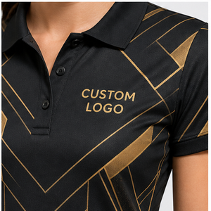 Custom Black Gold Angular Chevron Geometric Print <b>Womens</b> <b>Polo</b> <b>Shirt</b> Quick Dry Breathable Short Sleeve Golf Team Uniform WPS-0808 - Product Image 5
