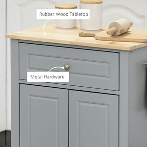 Carrello da Cucina Moderno Grigio, Isola Portatile con Cassetto Resistente, Ripiano Regolabile, 2 Portasciugamani in Legno, Vetro e MDF - Product Image 6