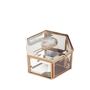 เครื่องประดับงานแต่งงาน Gold เรขาคณิตกล่องแก้วหิน - Product Image 1