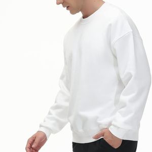 Custom Snow <b>White</b> Heavyweight Cotton Fleece <b>Sweatshirt</b> Plain Solid Winter Comfortable Casual <b>Men</b> Drop Shoulder <b>Sweatshirts</b> - Product Image 3