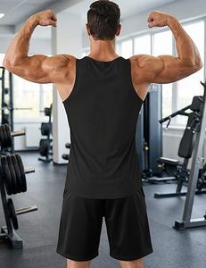 Men's <b>Black</b> Sleeveless <b>Tank</b> <b>Top</b> O-Neck Quick Dry Knitted Casual Workout Shirt Solid Color Polyester Fit - Product Image 2