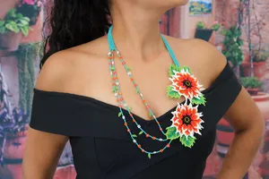 SUPER SOLDE : Collier vintage perlé Huichol avec marguerites Gerbera pour anniversaire, Noël, mariage - Product Image 6