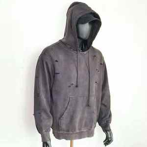 Sudaderas con Capucha Personalizadas con Logotipo Bordado, Lavado Ácido y Estilo Desgastado, OEM Streetwear - Product Image 2