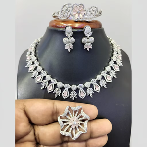 Ensemble de collier en diamants américains de haute qualité pour femmes, plaqué argent, élégant, bijoux fins pour anniversaire, 11065518WH - Product Image 3