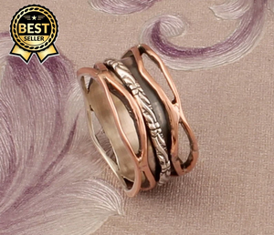 Anillo Giratorio de Plata de Ley con Diseño Floral de Abeja, Hecho a Mano, Grabado, para Hombre, Regalo de Boda y Fiesta - Product Image 1