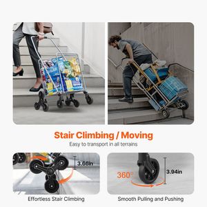 Chariot de courses en tissu 45L avec roues pivotantes à 360 degrés, chariot utilitaire pour monter les escaliers - Product Image 2
