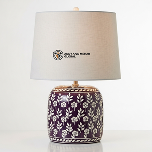 Modern Bone Inlay Table <b>Lantern</b> Aesthetic Floral Inlay Ginger Jar Light High-End Handicraft Decorative Accent <b>Lamp</b> with Custom - Product Image 1