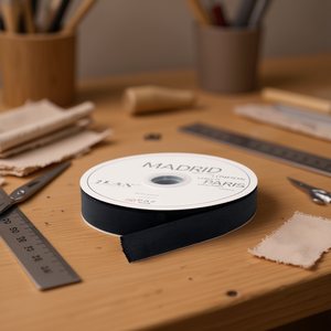 Il Woven Strap 2.5cm x 22m Black <b>Webbing</b> for Crafting - Product Image 1