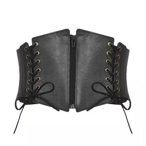 Corset en cuir véritable pour femme, en peau d'agneau souple, gaine amincissante tendance, bustier, fabrication OEM sur mesure, vente en gros - Product Image 1