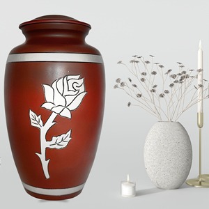 Urne funéraire blanche haut de gamme gravée à la main, capacité de 200 pouces cubes, style américain, construction en nickel et émail - Product Image 3