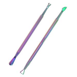 MORJE Surgical Dual-End Stainless Steel Nail <b>Cuticle</b> Pusher Set Reusable Manicure <b>Tool</b> with Textured Grip and Colorful Finish - Product Image 1
