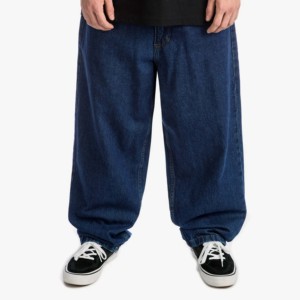 Jeans de Mezclilla de Algodón para Hombre, Corte Recto, Color Azul Oscuro, Cintura Media, Ajuste Holgado, Estilo Casual, Temporada de Otoño - Product Image 1