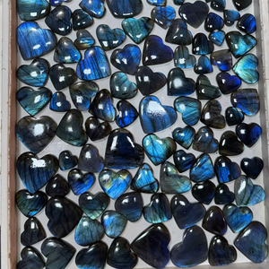 Natural Labradorite Heart Shape Cabochon High Flash Blue <b>Fire</b> Labradorite Loose Gemstone Mix Size for Jewelry Making Wholesale, - Product Image 1
