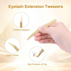 Pinces à cils professionnelles personnalisées avec poignées diamantées, pointe droite en fibre pour volume, type pointu, étiquette privée, embouts pour cils - Product Image 5