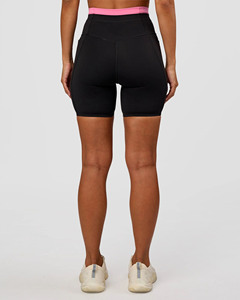 EVER GLOW Pantalones Cortos Casuales Negros de Cintura Media para Mujer con Cintura Rosa, Tejido Transpirable 100% Algodón, Cordón Ajustable, Corte Regular - Product Image 6