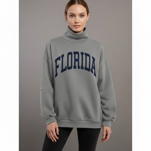 Wholesale Cheap Price Ladies <b>Mock</b> <b>Neck</b> Long Sleeve Sweatshirt Soft Cotton Blend Loose Winter Front Custom Logo Pullover <b>Top</b> - Product Image 2