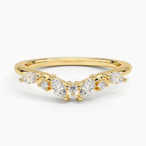 Anillo en V con Diamantes Marquise de Contorno Curvo y Diamantes Redondos - Product Image 2