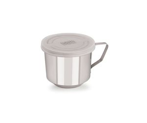 Conteneur à lait en acier inoxydable pour voyage et camping avec couvercle ajusté, poignée en plastique blanc, tasse pour bébé avec poignée latérale, en stock - Product Image 2