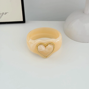 Bracelet jonc vintage rond en résine, incrusté de lignes dorées et argentées, bijou fantaisie épais, cadeau - Product Image 5
