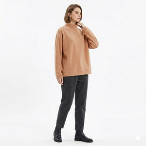 Sweat-shirts à col montant en polaire personnalisés avec logo, manches longues, pour femmes - Sweat-shirts décontractés en polyester/coton pour l'hiver - Product Image 5