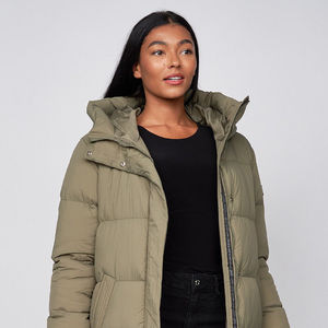 Hot Sell Oem Winter Luxury Plain Long Down Coats Custom Fashion Heat Transfer Logo Lapel Boxy Zip Thick Women'S Puffer Jacket - Product Image 4