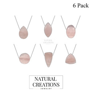 Premium Silver Plated 925 Sterling Silver Classic Slider Rose Quartz Mix Shapes Spring <b>Lock</b> Adjustable <b>Cable</b> Chain Bezel Gift - Product Image 4