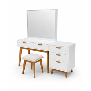 Bedroom <b>Dressing</b> <b>Table</b> Set with Solid Teak Wood Eco-Friendly <b>Modern</b> Minimalist Design Smooth Finish - Product Image 5