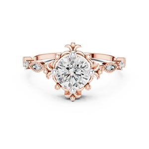 TRENDY VINTAGE 1CT LAB-GROWN CUT DIAMOND SET 18KT RHODIUM PLATED SOLID ROSE GOLD CERTIFIED WOMEN ENGAGEMENT/WEDDING/DAILY USE - Product Image 4