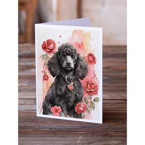 Whimsical A7 Size 5x7 Blank <b>Note</b> <b>Cards</b> Poodle Valentine Roses <b>Greeting</b> <b>Cards</b> Pack of 8 with Envelopes - Product Image 2