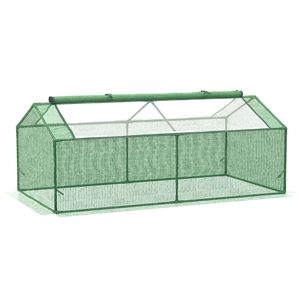 Serra Portatile Mini 180x90x70 cm per Giardino Esterno/Interno Verde con Grandi Finestre a Cerniera - Casetta Termica per Piante - Product Image 1