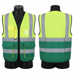 Chaleco de Seguridad Laboral Unisex de Algodón Premium de 120 GSM con Certificación CE, Cinta Reflectante de Alta Visibilidad, Bolsillos Utilitarios, Verde Amarillo, Logotipo Personalizado, Resistente al Calor - Product Image 1