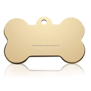 Étiquettes d'identification pour chien et chat à motif animal de luxe personnalisées étiquettes nominatives en métal en laiton personnalisables étiquette de chien en os - Product Image 1
