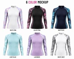 เสื้อแรชการ์ดแขนยาวผู้หญิงลายหินอ่อนสีขาวชมพูฟ้า ป้องกันรังสียูวี ผลิตจากผ้าสแปนเด็กซ์โพลีเอสเตอร์ เป็นมิตรต่อสิ่งแวดล้อม แห้งเร็ว กำลังเป็นที่นิยม - Product Image 6